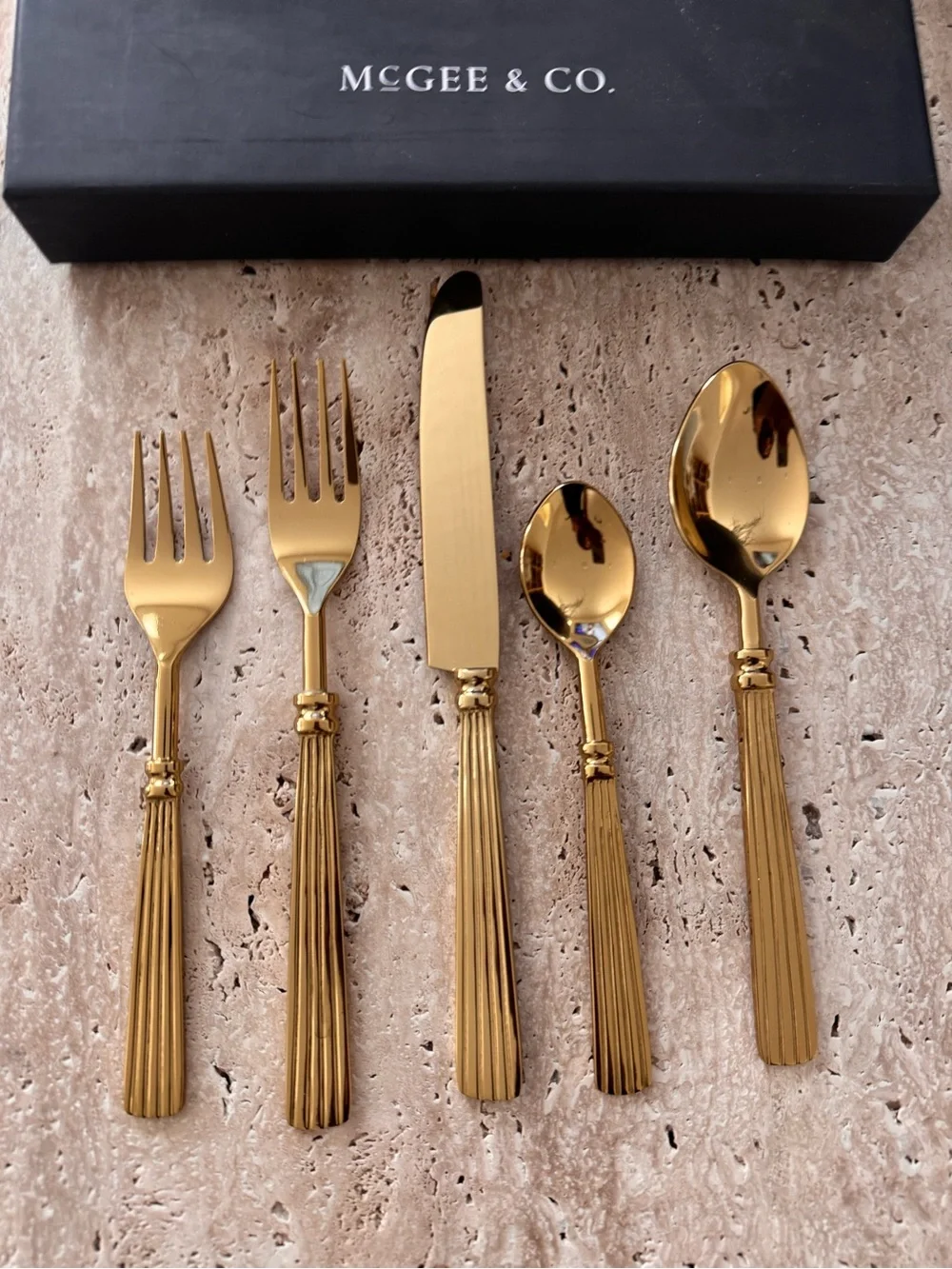 McGee and Co Mcnully -Gold Flatware Set - 5-Piece Place Setting